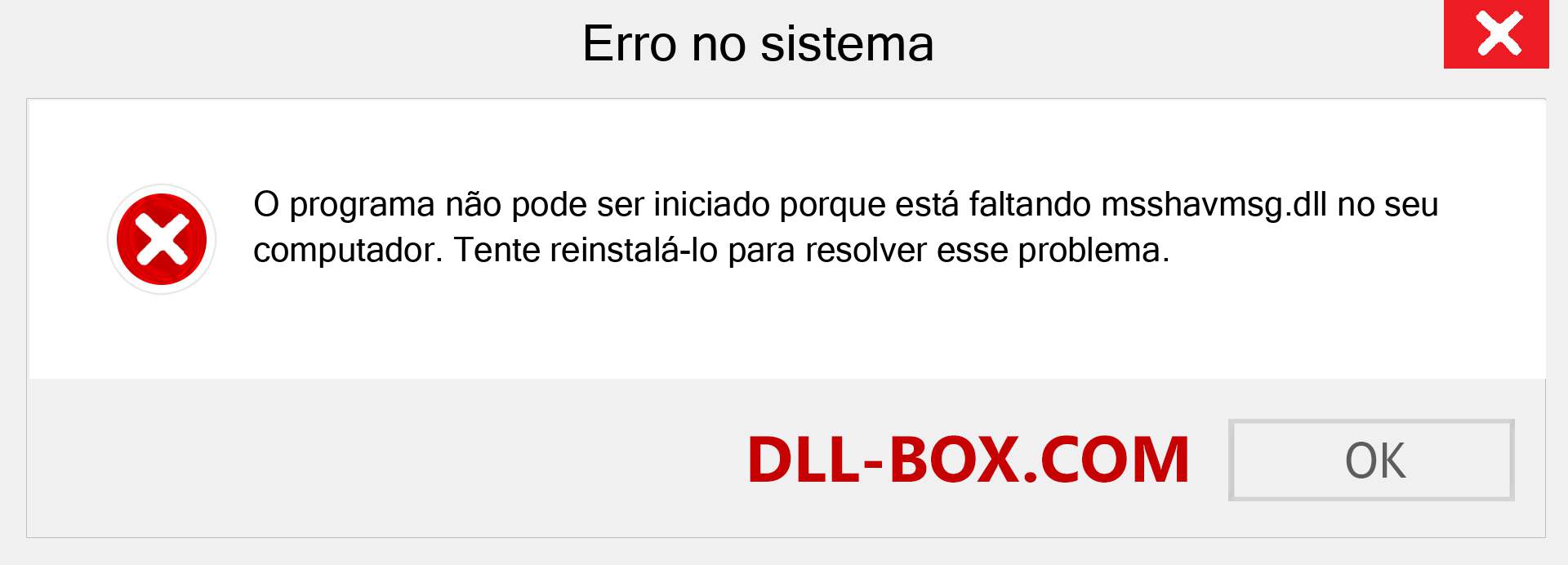 Arquivo msshavmsg.dll ausente ?. Download para Windows 7, 8, 10 - Correção de erro ausente msshavmsg dll no Windows, fotos, imagens